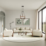 Modrest Fleury - Contemporary Cream Fabric and Walnut Sofa