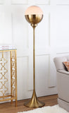 Safavieh Renato Floor Lamp 63.5" Brass Gold White Acylic Metal FLL4006A 889048324886