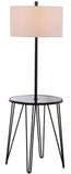 Safavieh Ciro Floor Lamp Side Table 58" Black Off White Gold Cotton Metal Glass FLL4010A 889048324923