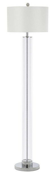 Safavieh Lovato Floor Lamp 64" Clear Off White Chrome Silver Cotton Glass Metal FLL4017A 889048325098