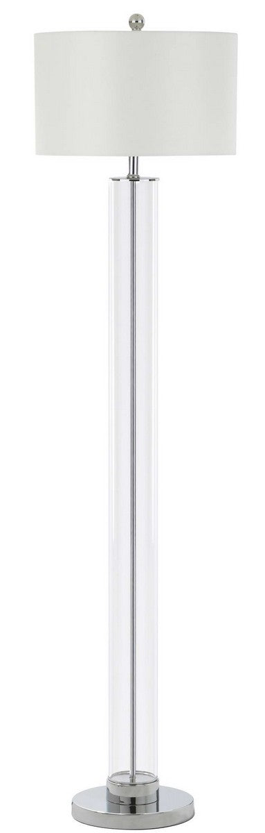 Safavieh Lovato Floor Lamp 64" Clear Off White Chrome Silver Cotton Glass Metal FLL4017A 889048325098