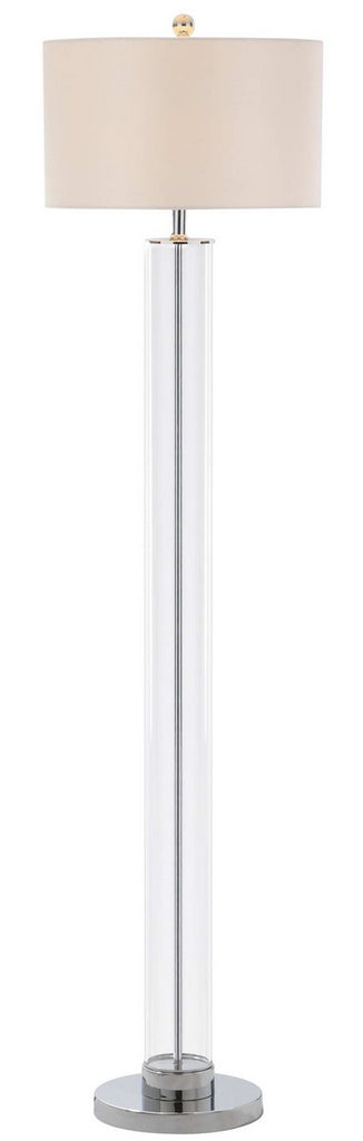 Safavieh Lovato Floor Lamp 64" Clear Off White Chrome Silver Cotton Glass Metal FLL4017A 889048325098