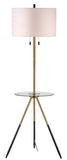 Safavieh Morrison Floor Lamp Side Table Brass Gold Black Off White Cotton Metal FLL4020A 889048407268