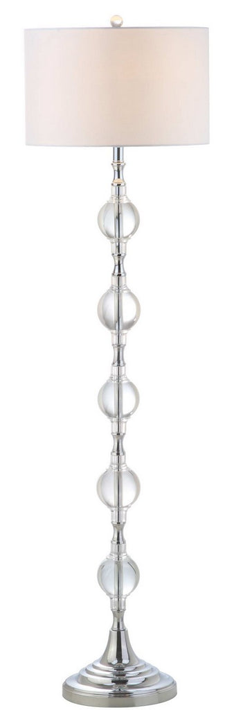 Safavieh Lucida Floor Lamp Chrome Clear Off White Silver Cotton Crystal Metal FLL4023A 889048407343
