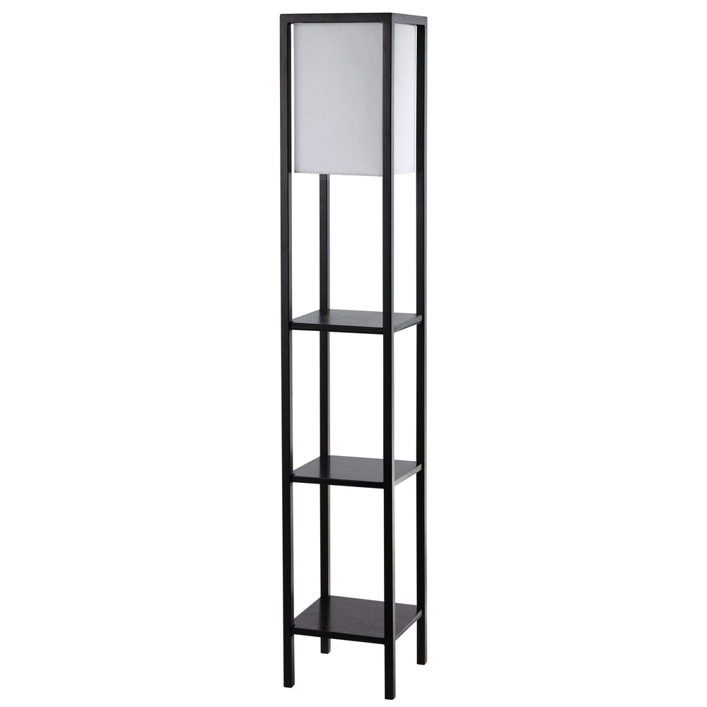 Safavieh Rista Shelf Floor Lamp Black Wood Finish FLL4044A