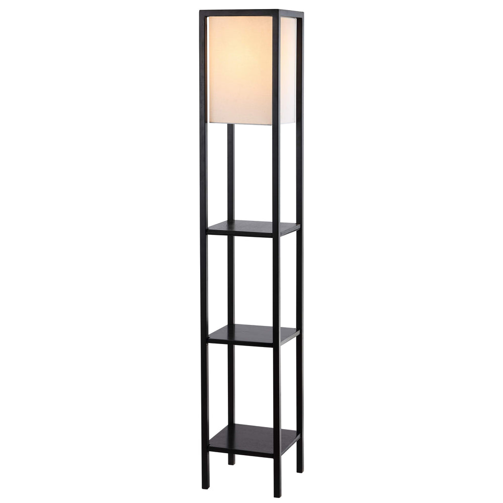 Safavieh Rista Shelf Floor Lamp Black Wood Finish FLL4044A