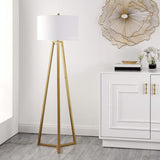 Deisa Floor Lamp - Glamorous Mid-Century Design with Gold Tripod Base & Chic White Drum Shade