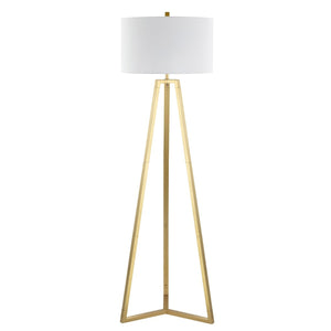 Deisa Floor Lamp - Glamorous Mid-Century Design with Gold Tripod Base & Chic White Drum Shade