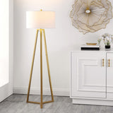 Deisa Floor Lamp - Glamorous Mid-Century Design with Gold Tripod Base & Chic White Drum Shade