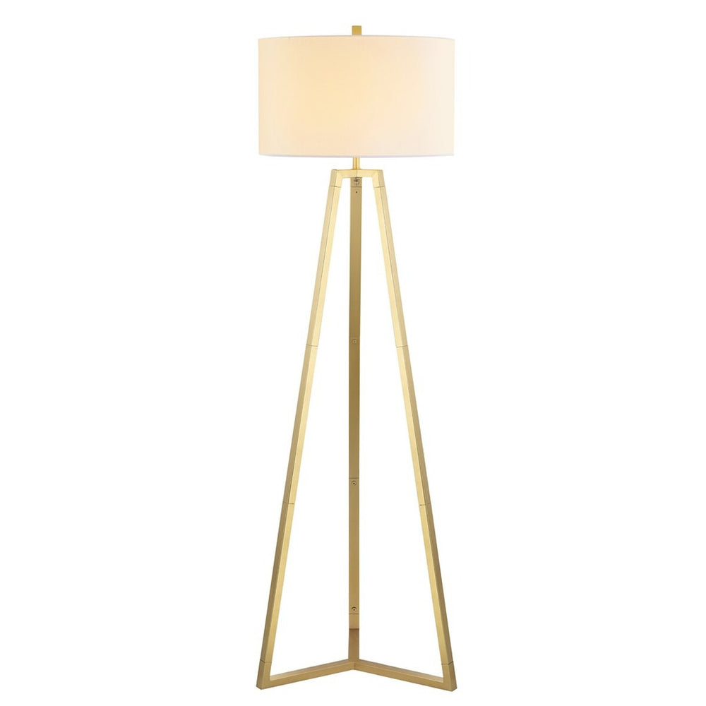 Deisa Floor Lamp - Glamorous Mid-Century Design with Gold Tripod Base & Chic White Drum Shade