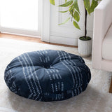 Safavieh Madelyn Round Floor Pillow Navy / Ivory 100% Polyester With Polyfill FLP1023A-2626