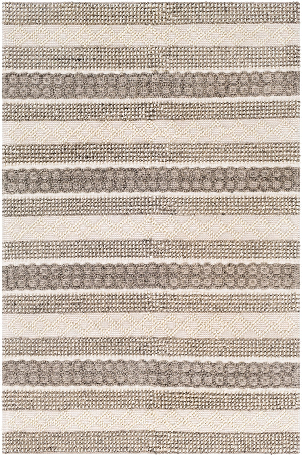 Farmhouse Neutrals FLS-2301 Cottage Wool, Cotton Rug FLS2301-912 Cream, Ivory, Charcoal, Khaki 60% Wool, 40% Cotton 9' x 12'