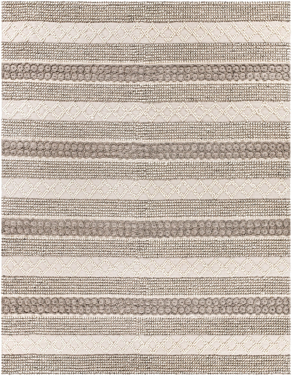 Farmhouse Neutrals FLS-2301 Cottage Wool, Cotton Rug FLS2301-810 Cream, Ivory, Charcoal, Khaki 60% Wool, 40% Cotton 8' x 10'