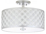 Safavieh Hutch Flush Mount 3 Light 16" Silver Off White Cotton Metal Fabric Acylic FLU4002B 889048273016