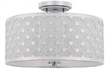 Safavieh Hutch Flush Mount 3 Light 16" Chrome Off White Cotton Metal Fabric Acylic FLU4002C 889048395558