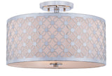 Safavieh Hutch Flush Mount 3 Light 16" Chrome Off White Cotton Metal Fabric Acylic FLU4002C 889048395558