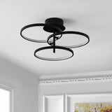 Safavieh Saretta Flush Mount Matte Black Iron / Aluminum / Plastic FLU4062A