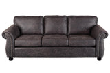 Porter Designs Elk River Leather-Look & Nail Head Transitional Sofa Gray 01-33C-01-9702A