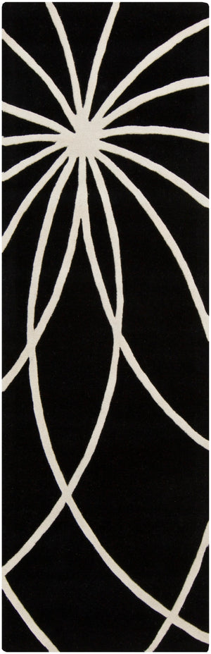 Forum FM-7072 Modern Wool Rug FM7072-268 Black, Cream 100% Wool 2'6" x 8'