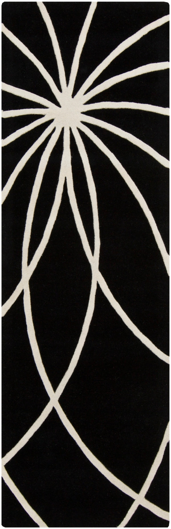 Forum FM-7072 Modern Wool Rug FM7072-268 Black, Cream 100% Wool 2'6" x 8'
