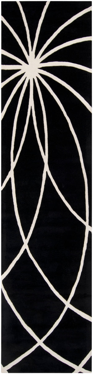 Forum FM-7072 Modern Wool Rug FM7072-312 Black, Cream 100% Wool 3' x 12'