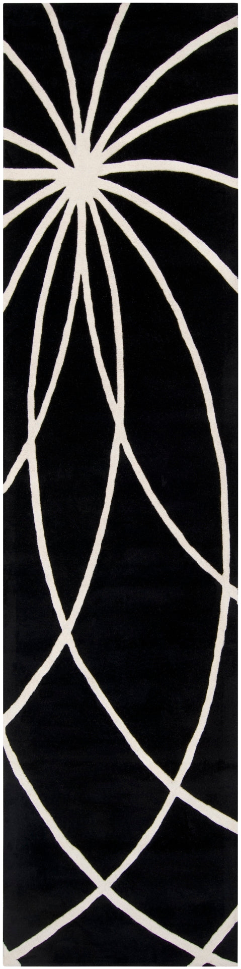 Forum FM-7072 Modern Wool Rug FM7072-312 Black, Cream 100% Wool 3' x 12'