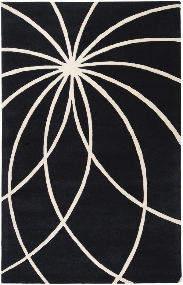 Forum FM-7072 Modern Wool Rug FM7072-58 Black, Cream 100% Wool 5' x 8'