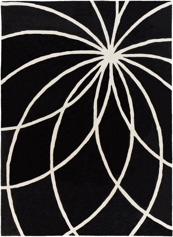 Forum FM-7072 Modern Wool Rug FM7072-811 Black, Cream 100% Wool 8' x 11'