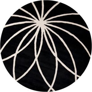 Forum FM-7072 Modern Wool Rug FM7072-8RD Black, Cream 100% Wool 8' Round