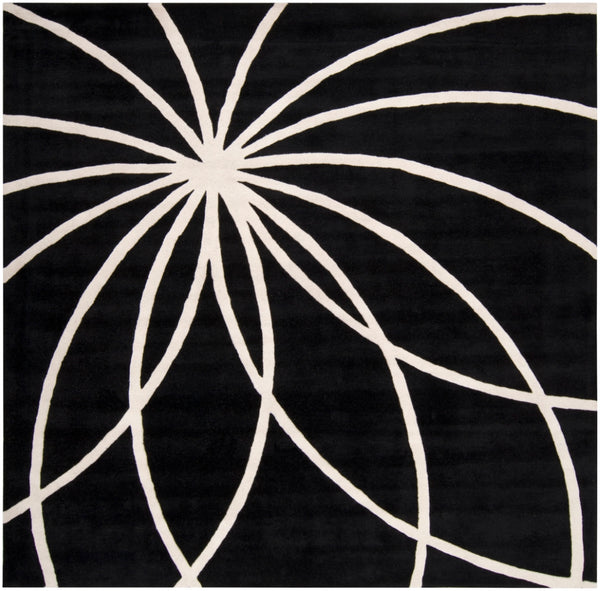 Forum FM-7072 Modern Wool Rug FM7072-99SQ Black, Cream 100% Wool 9'9" Square