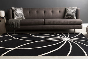 Forum FM-7072 Modern Wool Rug FM7072-99SQ Black, Cream 100% Wool 9'9" Square
