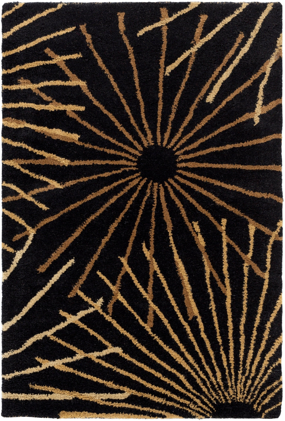 Forum FM-7090 Modern Wool Rug FM7090-912 Black, Dark Brown, Khaki, Camel, Wheat 100% Wool 9' x 12'