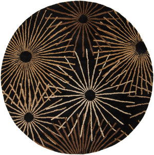 Forum FM-7090 Modern Wool Rug FM7090-99RD Black, Dark Brown, Khaki, Camel, Wheat 100% Wool 9'9" Round