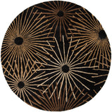 Forum FM-7090 Modern Wool Rug FM7090-99RD Black, Dark Brown, Khaki, Camel, Wheat 100% Wool 9'9" Round