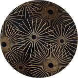 Forum FM-7090 Modern Wool Rug FM7090-8RD Black, Dark Brown, Khaki, Camel, Wheat 100% Wool 8' Round