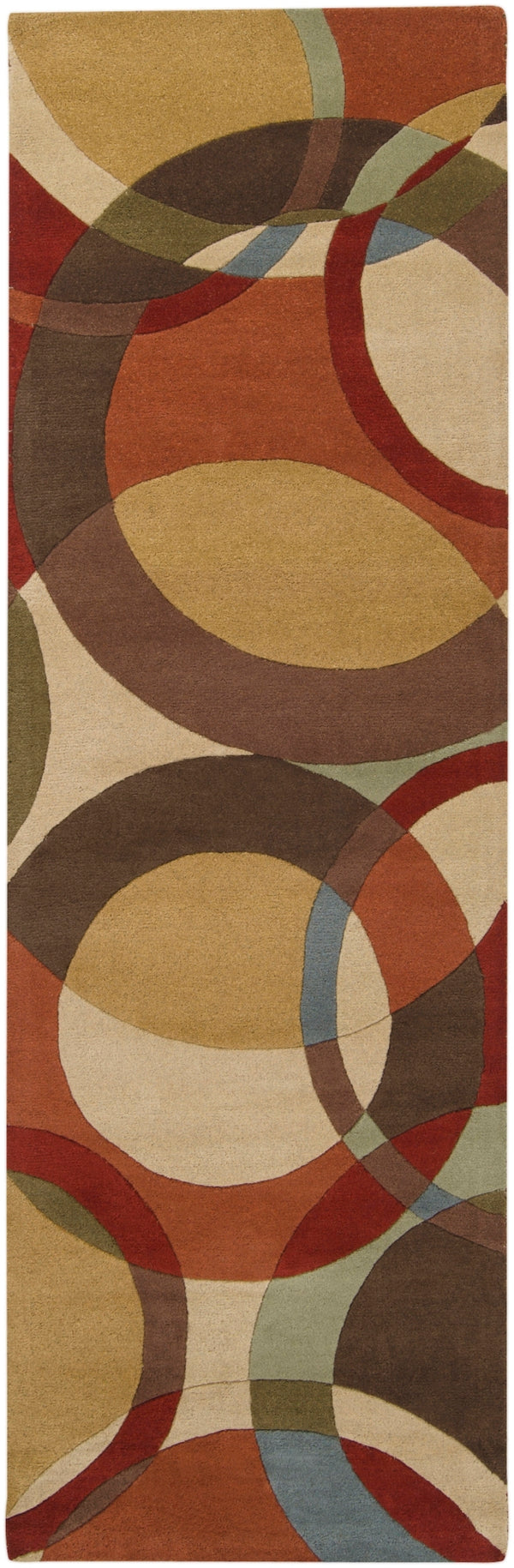 Forum FM-7108 Modern Wool Rug FM7108-312 Tan, Dark Brown, Camel, Medium Gray, Olive, Rust 100% Wool 3' x 12'