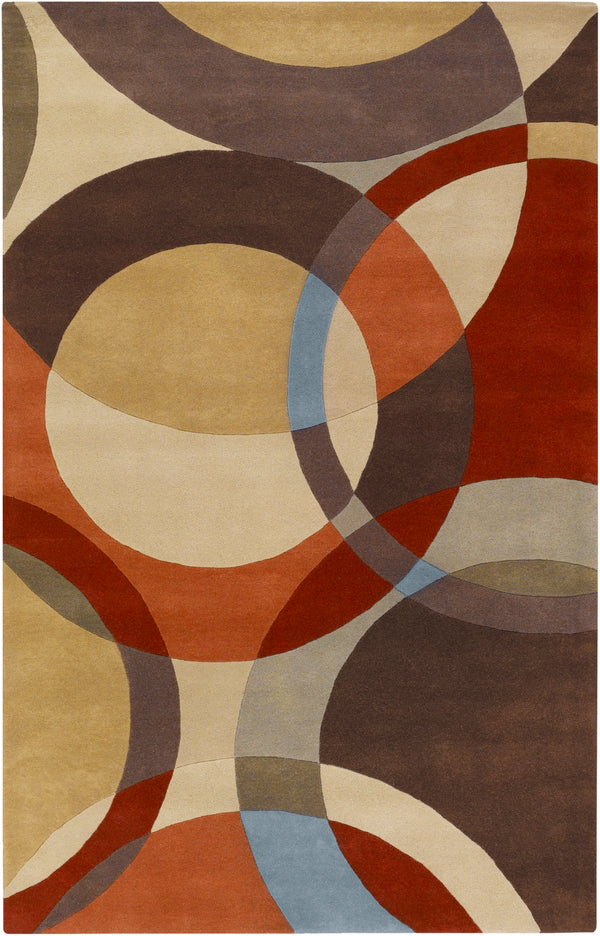 Forum FM-7108 Modern Wool Rug FM7108-58 Tan, Dark Brown, Camel, Medium Gray, Olive, Rust 100% Wool 5' x 8'