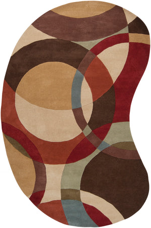 Forum FM-7108 Modern Wool Rug FM7108-69KDNY Tan, Dark Brown, Camel, Medium Gray, Olive, Rust 100% Wool 6' x 9' Kidney