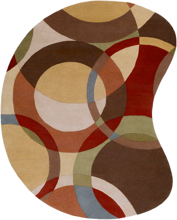 Forum FM-7108 Modern Wool Rug FM7108-810KDNY Tan, Dark Brown, Camel, Medium Gray, Olive, Rust 100% Wool 8' x 10' Kidney