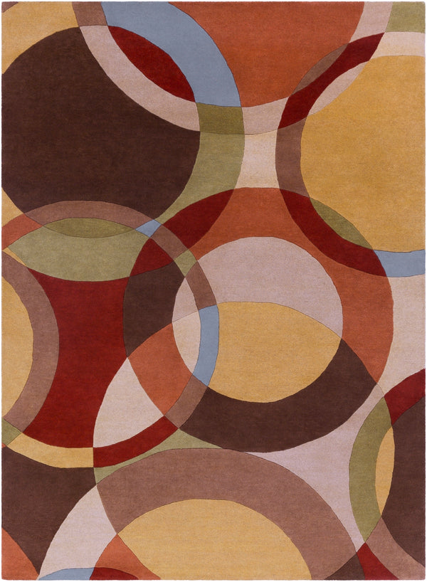 Forum FM-7108 Modern Wool Rug FM7108-811 Tan, Dark Brown, Camel, Medium Gray, Olive, Rust 100% Wool 8' x 11'