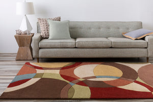 Forum FM-7108 Modern Wool Rug FM7108-99SQ Tan, Dark Brown, Camel, Medium Gray, Olive, Rust 100% Wool 9'9" Square