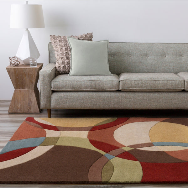 Forum FM-7108 Modern Wool Rug FM7108-912 Tan, Dark Brown, Camel, Medium Gray, Olive, Rust 100% Wool 9' x 12'