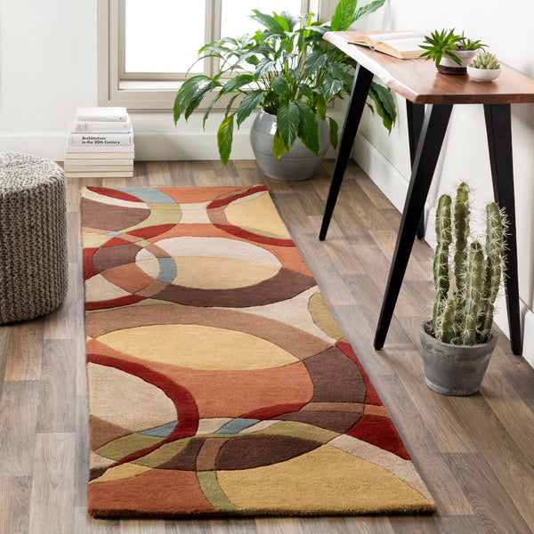 Forum FM-7108 Modern Wool Rug FM7108-312 Tan, Dark Brown, Camel, Medium Gray, Olive, Rust 100% Wool 3' x 12'