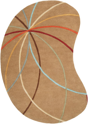 Forum FM-7140 Modern Wool Rug FM7140-810KDNY Tan, Dark Brown, Coral, Khaki, Dark Green, Dark Red, Mustard, Denim, Aqua 100% Wool 8' x 10' Kidney