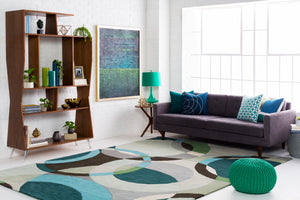 Forum FM-7157 Modern Wool Rug FM7157-99SQ Dark Green, Ivory, Black, Medium Gray, Mint, Aqua 100% Wool 9'9" Square