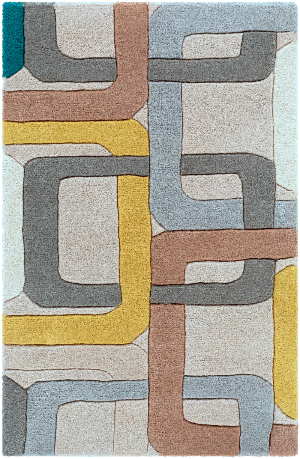 Forum FM-7159 Modern Wool Rug FM7159-912 Dark Green, Medium Gray, Saffron, Dark Brown, Light Gray, Ivory 100% Wool 9' x 12'