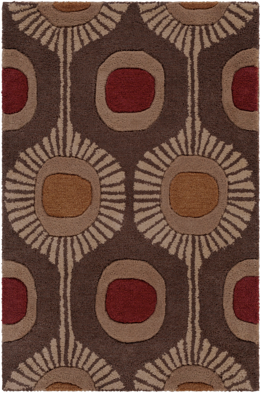 Forum FM-7170 Modern Wool Rug FM7170-912 Dark Brown, Camel, Burnt Orange, Rust 100% Wool 9' x 12'
