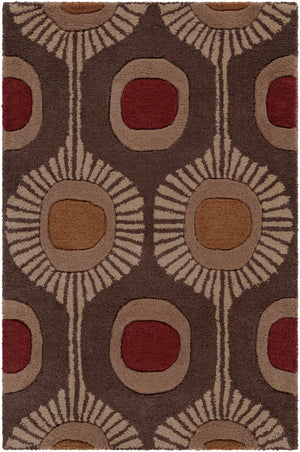 Forum FM-7170 Modern Wool Rug FM7170-912 Dark Brown, Camel, Burnt Orange, Rust 100% Wool 9' x 12'