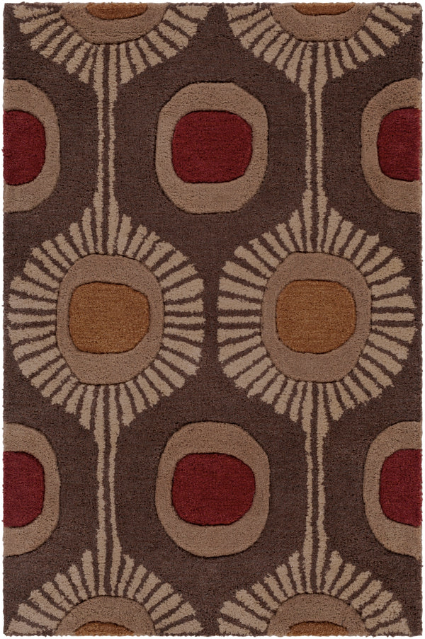 Forum FM-7170 Modern Wool Rug FM7170-912 Dark Brown, Camel, Burnt Orange, Rust 100% Wool 9' x 12'