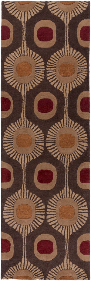 Forum FM-7170 Modern Wool Rug FM7170-312 Dark Brown, Camel, Burnt Orange, Rust 100% Wool 3' x 12'